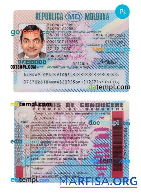 Printable Moldova driving license download for verification